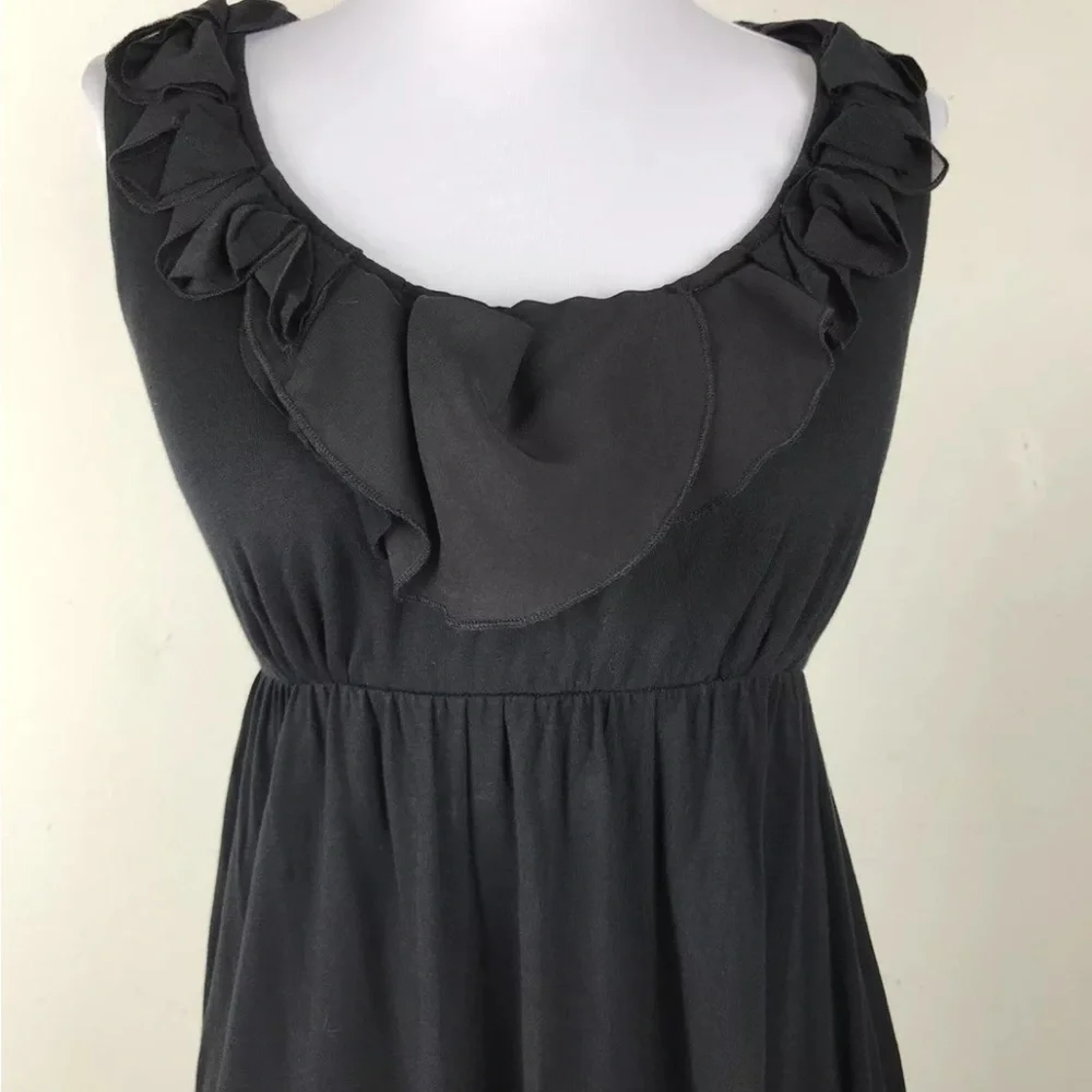 Soma Dress Size M Black Ruffled Neckline Comfy Sleeveless Womens Rayon Blend